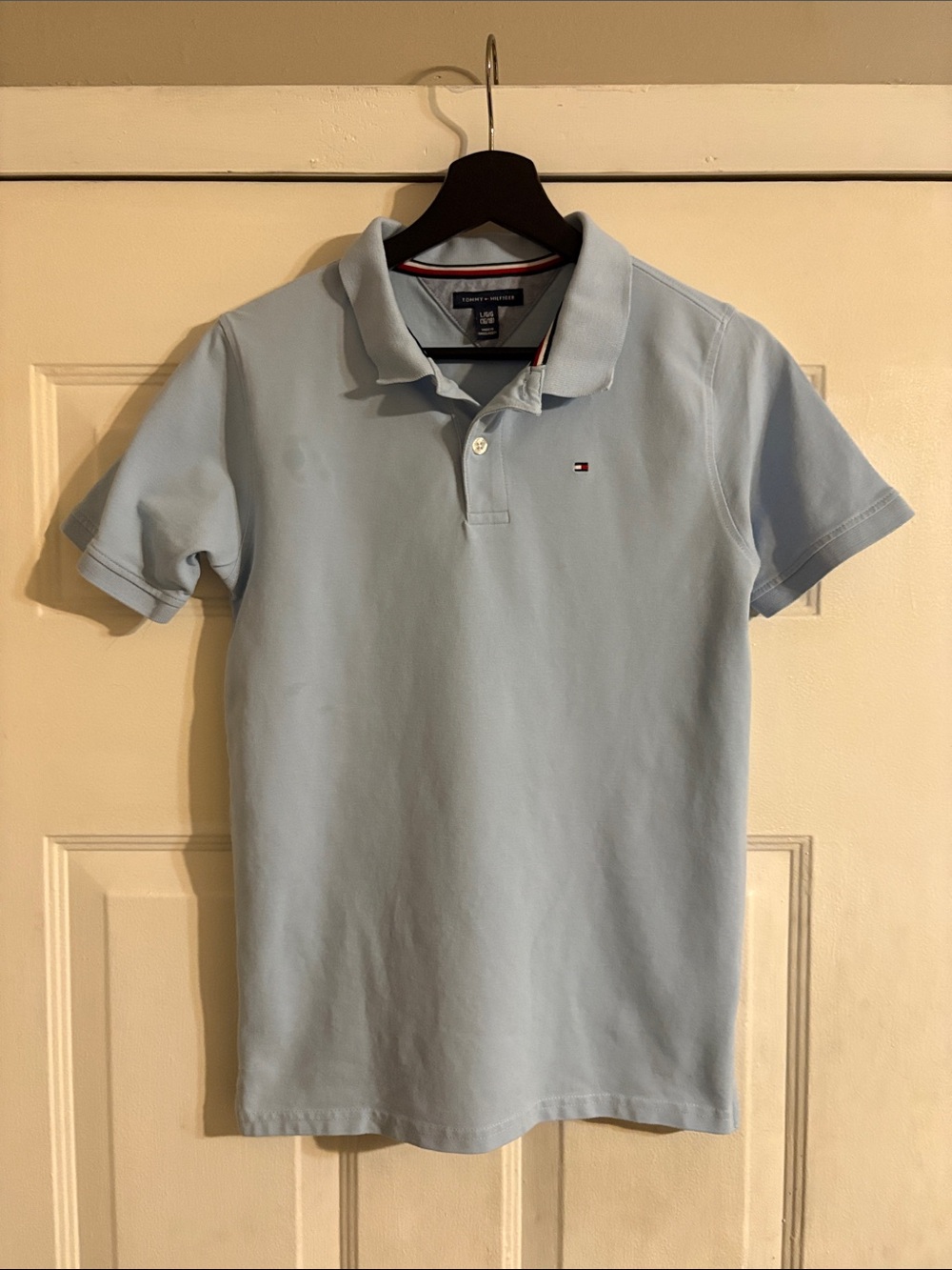 Tommy Hilfiger Pale Blue Polo with Signature Flag